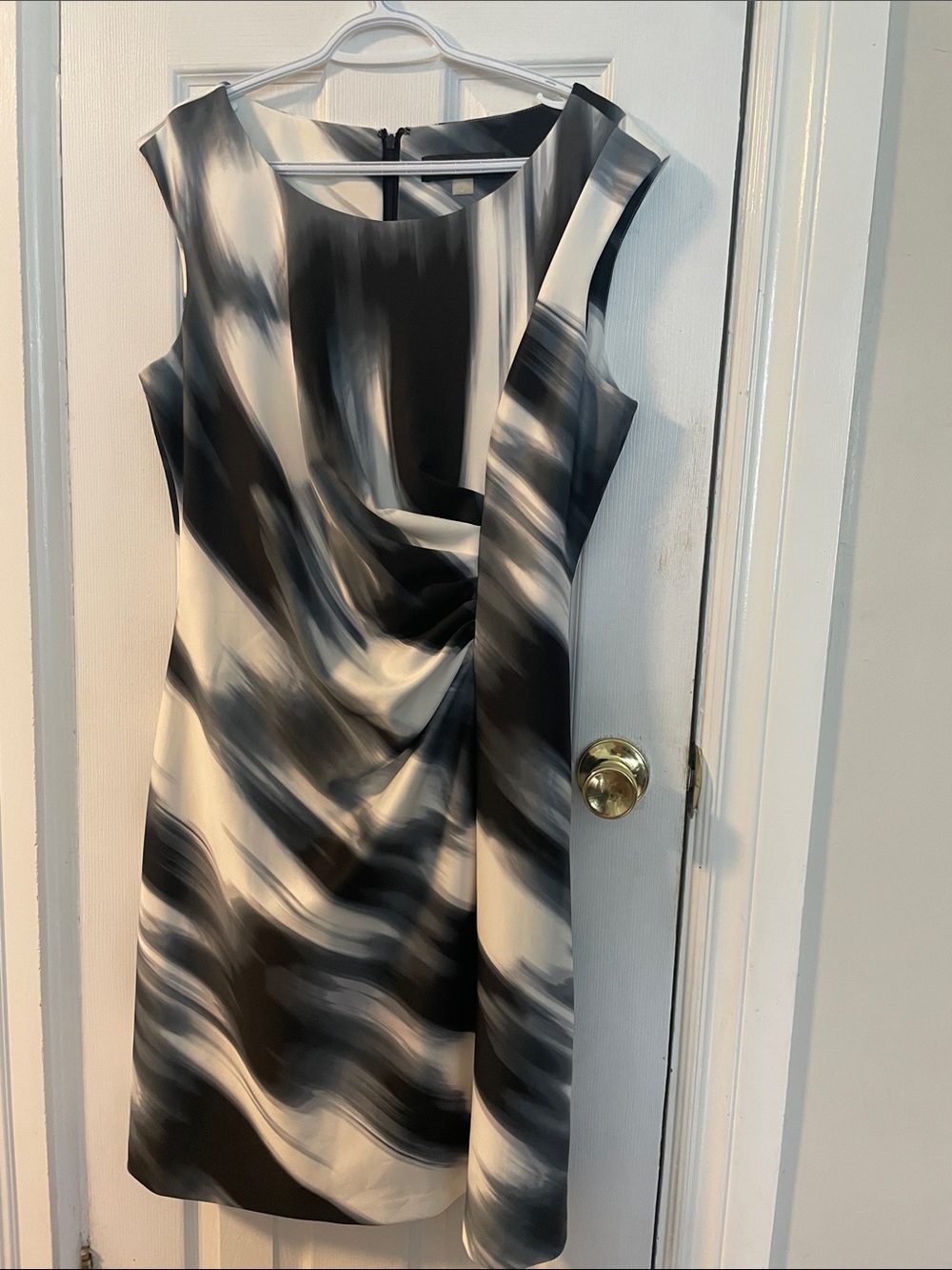 Karl Lagerfeld Paris Abstract Print Sheath Dress Black White Gray Size 14
